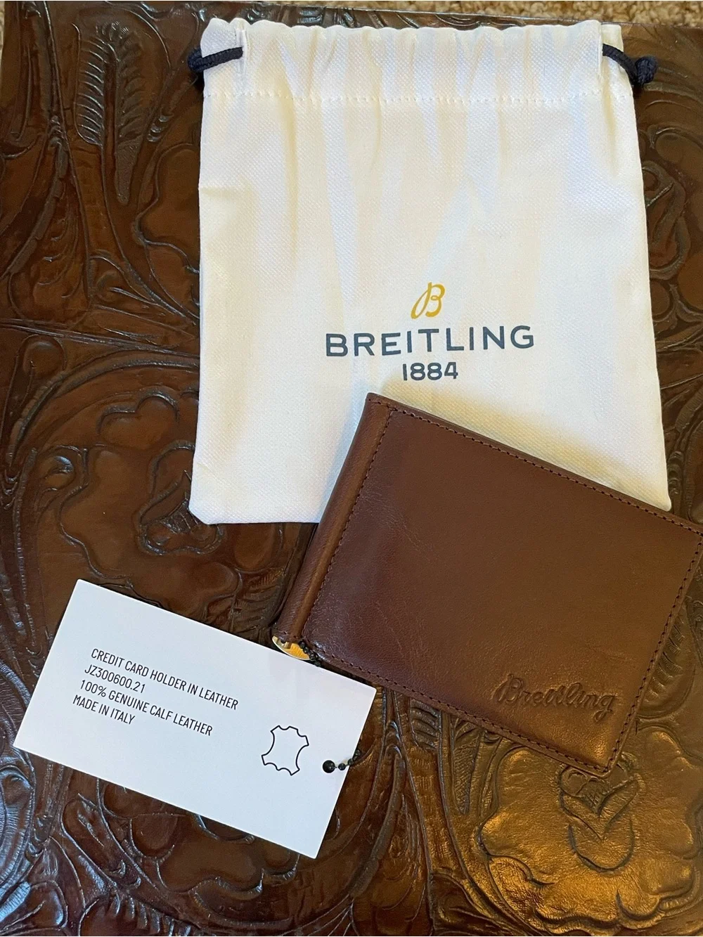 Breitling Brown Leather Bifold Wallet